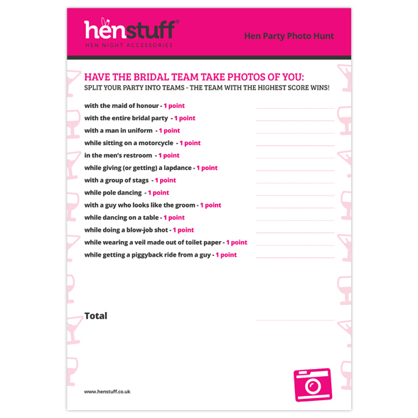 hen party photo hunt