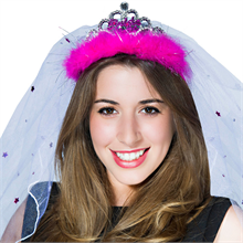 Hot Pink Bride to Be Tiara with Veil