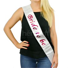 White Satin and Diamante Bride to Be Sash