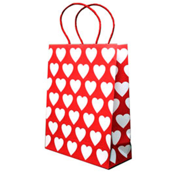 Red Gift Bag With White Hearts - 24x19.5x8.5cm 1