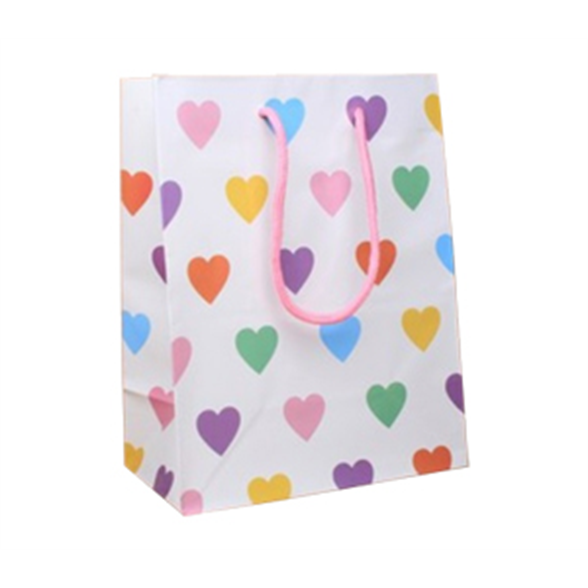 White Gift Bags With Hearts - 23x18x10cm 1