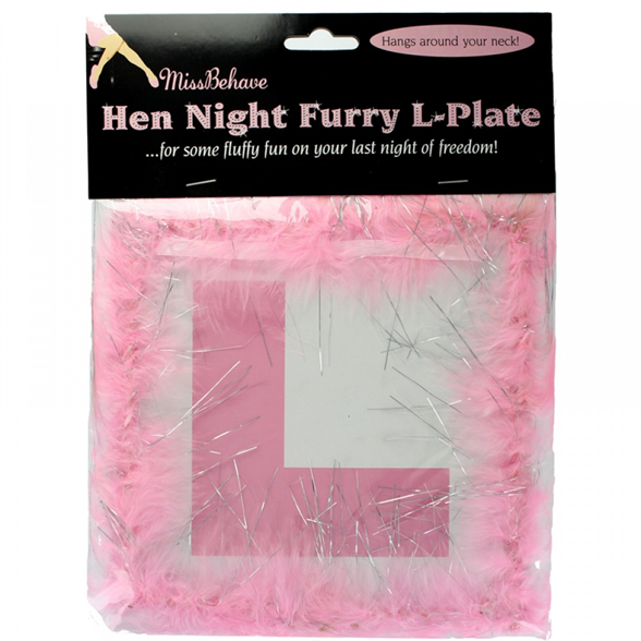 Hen Night Fluffy Pink L Plate 1