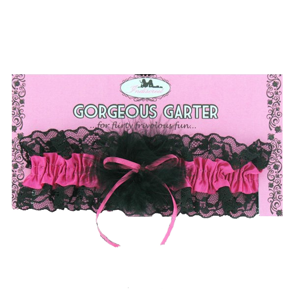 Black & Hot Pink Lace Garter 1