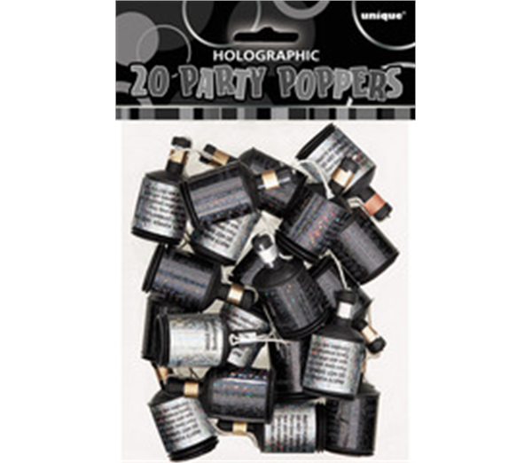 20 Black & Silver Party Poppers 1