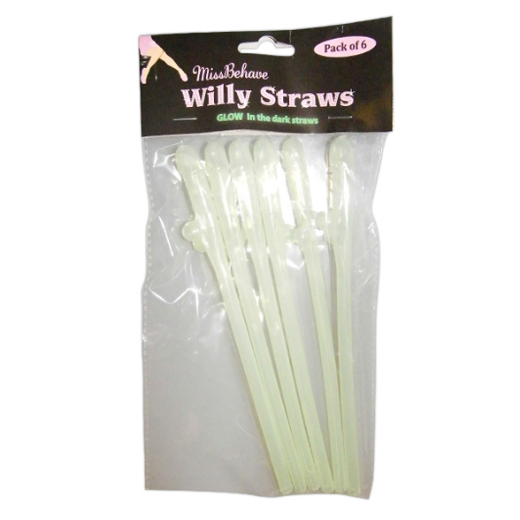 Glow-In-The-Dark Willy Straws (6 Pack) 1