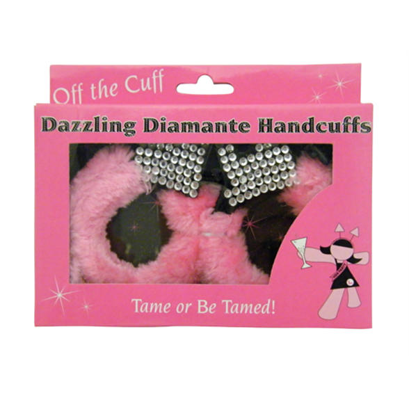 Fluffy Pink Diamante Handcuffs 1