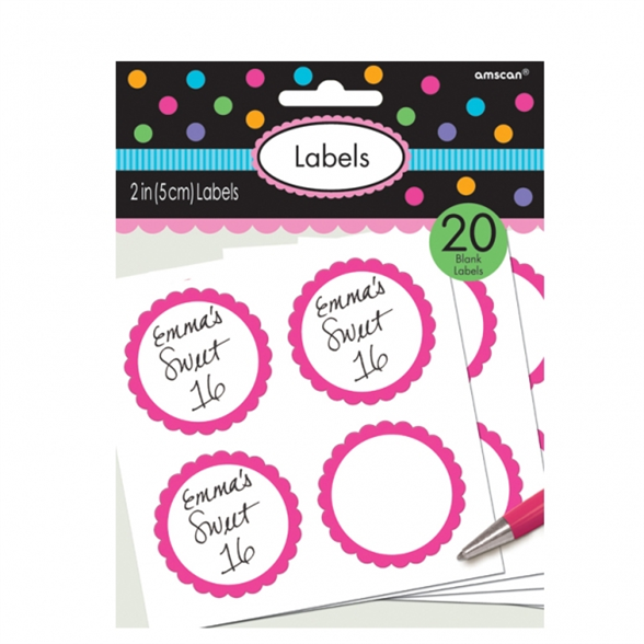 Candy Buffet Scalloped Labels Bright Pink (5 Labels Sheets) 1