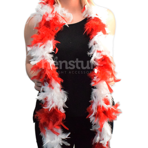 Red & White Soft Feather Boa 1