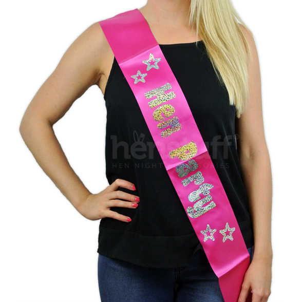 Pink Hen Party Sash with Silver Foil 1