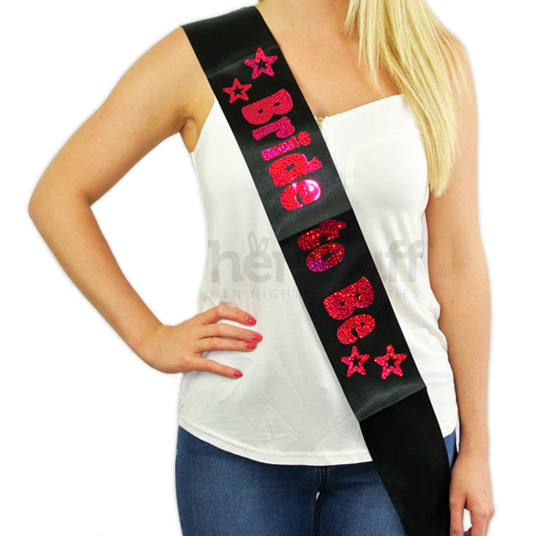 Black Bride to Be Sash with Hot Pink Foil 1