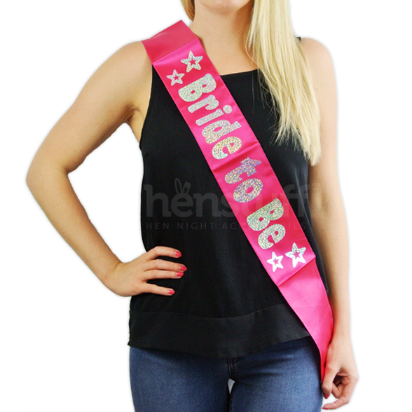 Pink Bride to be Sash with Silver Foil 1