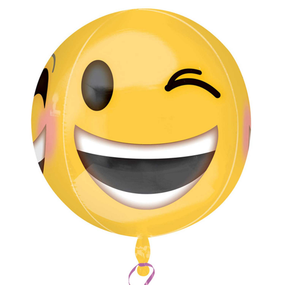 Winking Smiley Orbz Foil Balloon 15"/38cm w x 16"/40cm h 1