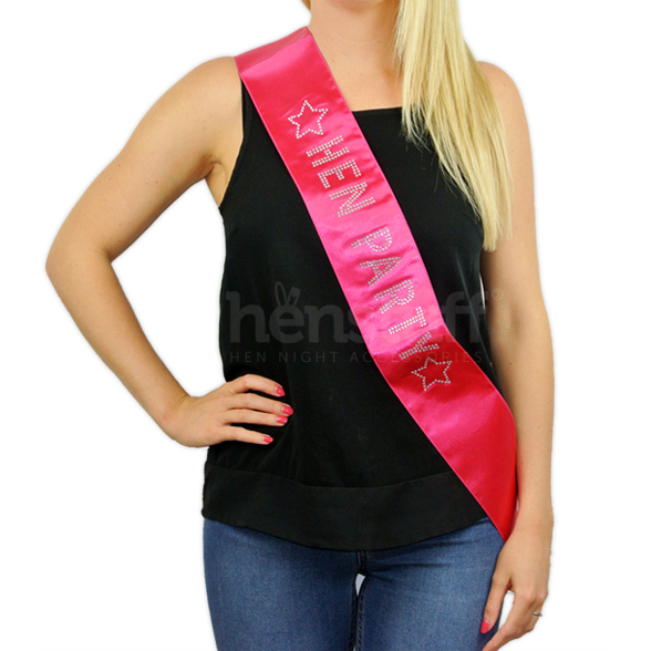 Hot Pink Hen Party Sash with Diamante 1