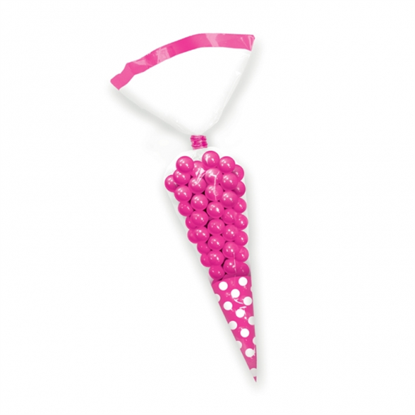 Candy Buffet Cone Polka Dots Bags Bright Pink (10 Pack) 1