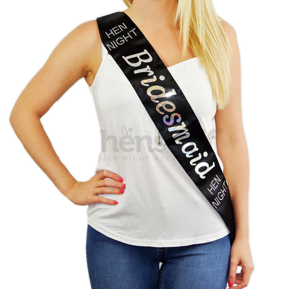 Black Diamante Bridesmaid Sash 1