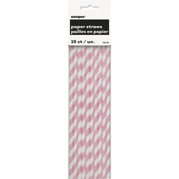 Pink Stripe Paper Straws (10 Pack) 1