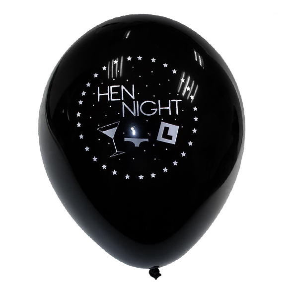Hen Night Pink and Black Balloons (6 Pack) 1