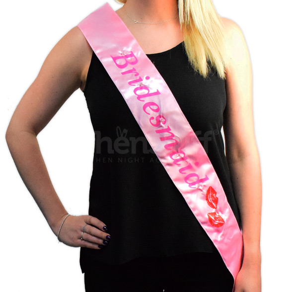 Flashing Bridesmaid Sash Pink 1