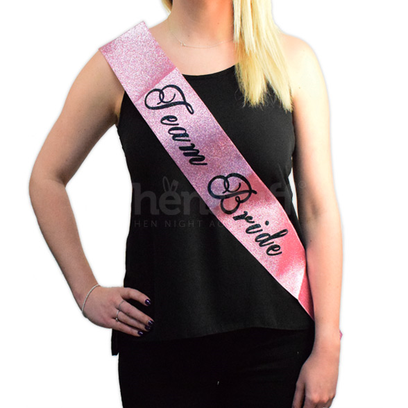 Pink Glitter Team Bride Sash  1