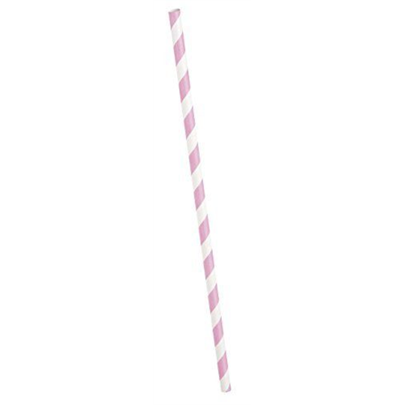 Pink Stripe Paper Straws (10 Pack) 2