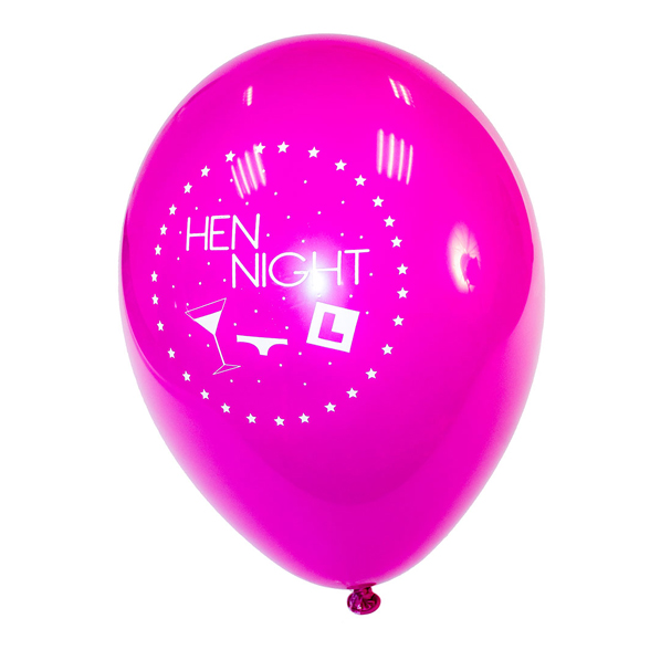 Hen Night Pink and Black Balloons (6 Pack) 2